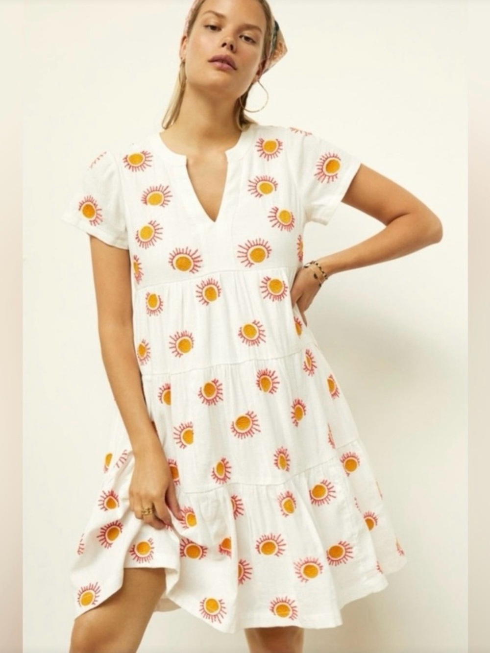 Maeve by Anthropologie white tiered babydoll sun dress